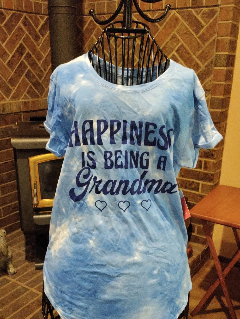 💐 Mother's Day 💐 Happiness Is Being a Grandma Short Sleeve Tee - Blue Tie-Dye